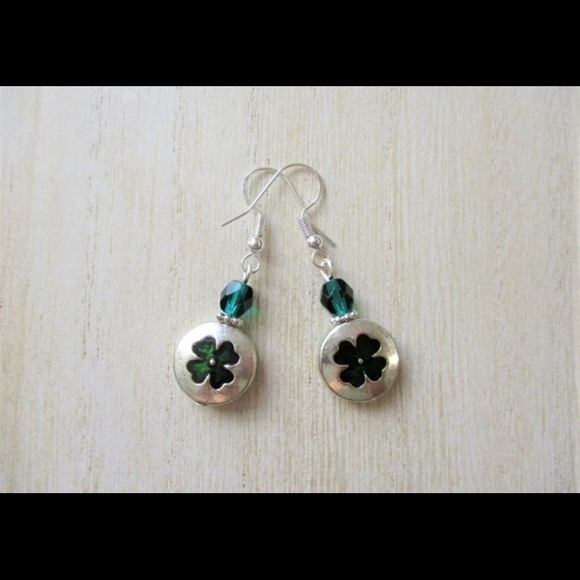 Four Leaf Clover Silver Earrings - Picture 5 of 5